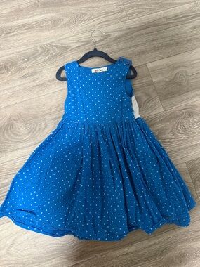 Mini Boden Royal Blue Polka Dot Party Dress